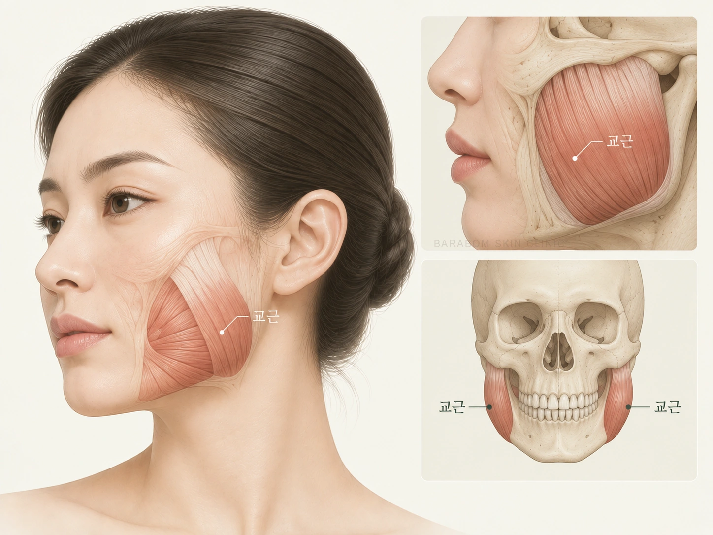 교근과 주변 조직의 위치를 구분한 그림