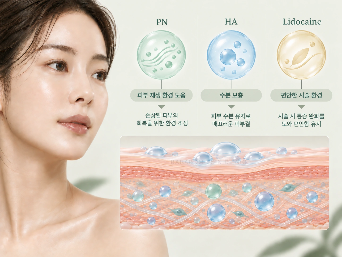피부 상태와 회복 부담을 함께 고려하는 개념 그림